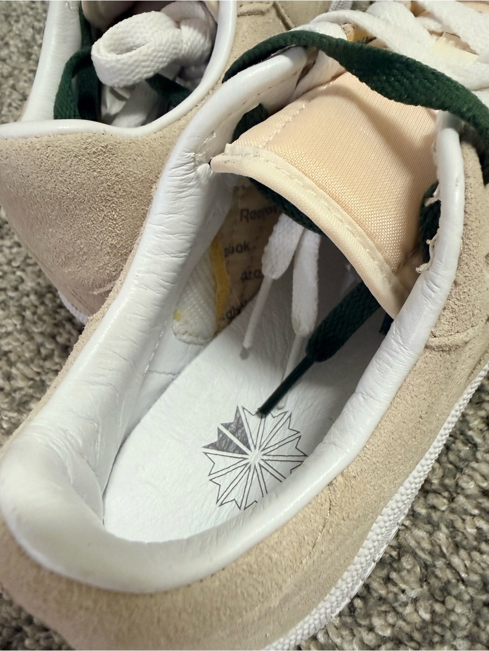 Reebok JJJJound Club C85 Suede Tan Sneakers w/ extra Dark Green Laces NWT + Box - Picture 6 of 11